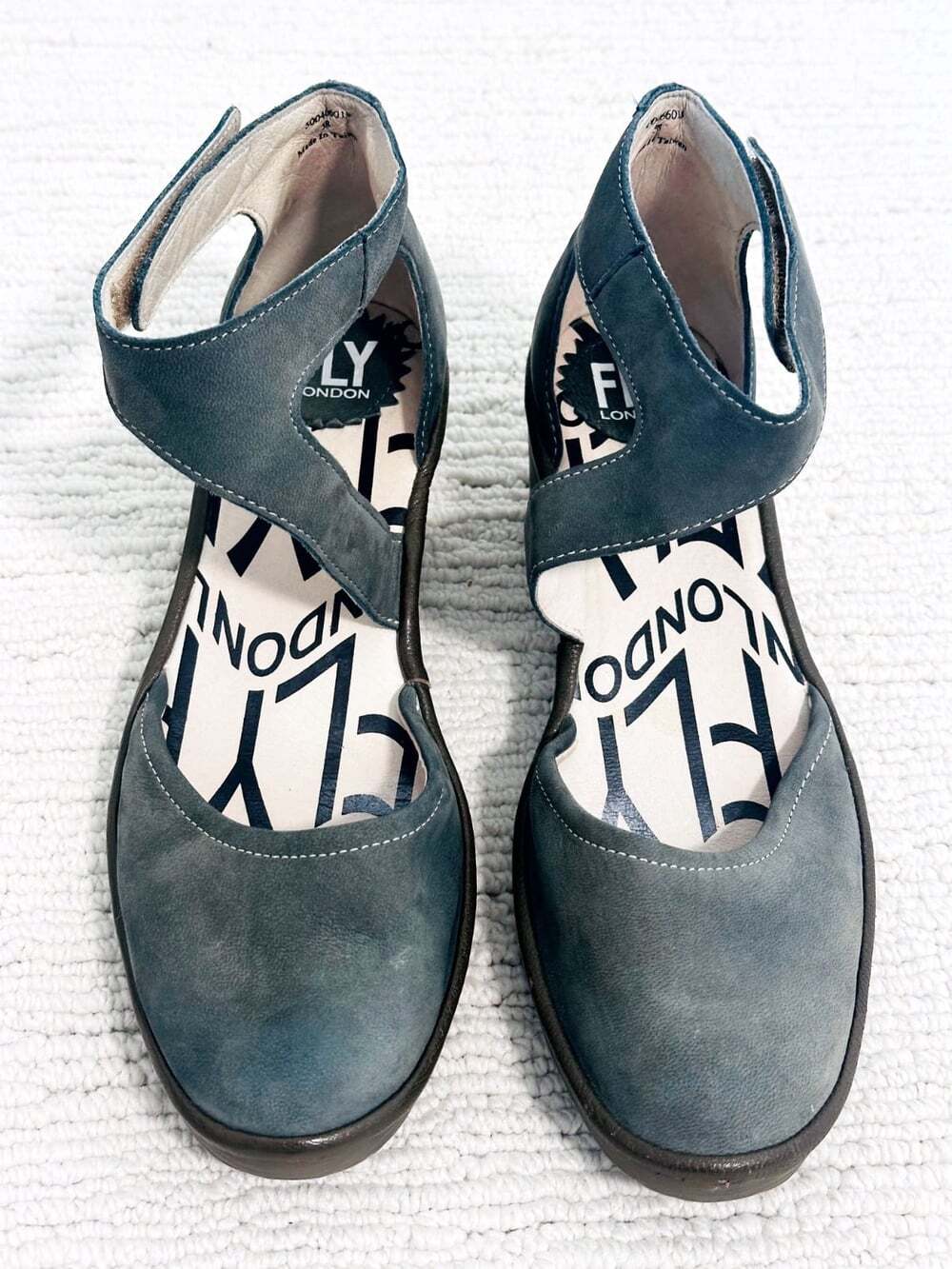 FLY LONDON Piat Size 38 Teal Wedge Shoe Nubuck Lagenlook Bohemian Comfort Edgy - Picture 2 of 9
